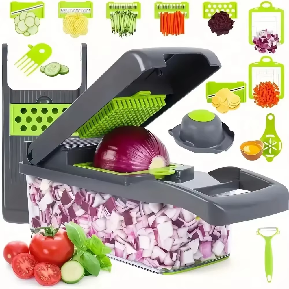 Peellex™ 16-in-1 Multifunctional Vegetable Chopper & Slicer – Onion Dicer, Grater & Food Prep System