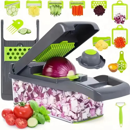 Peellex™ 16-in-1 Multifunctional Vegetable Chopper & Slicer – Onion Dicer, Grater & Food Prep System
