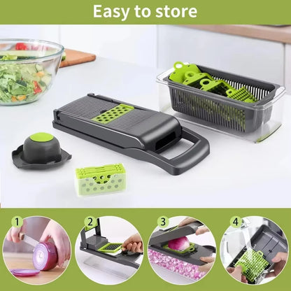 Peellex™ 16-in-1 Multifunctional Vegetable Chopper & Slicer – Onion Dicer, Grater & Food Prep System