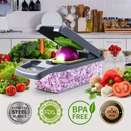 Peellex™ 16-in-1 Multifunctional Vegetable Chopper & Slicer – Onion Dicer, Grater & Food Prep System